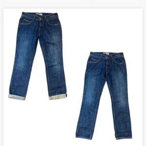 Express Blue Straight Leg Jeans Classic Denim crop option pockets size 4 small